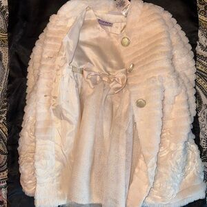 Blueberi Boulevard White Ruffled Coat and Dress Set